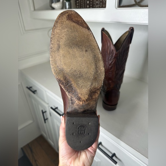 Vintage Dan Post Brown Embroidered Leather Cowboy Boots Men’s Size 12D - Picture 9 of 11
